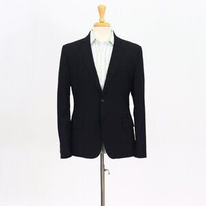 Richard Choi 42R Black Blazer Sport Coat Jacket 2-Button Solid Y760